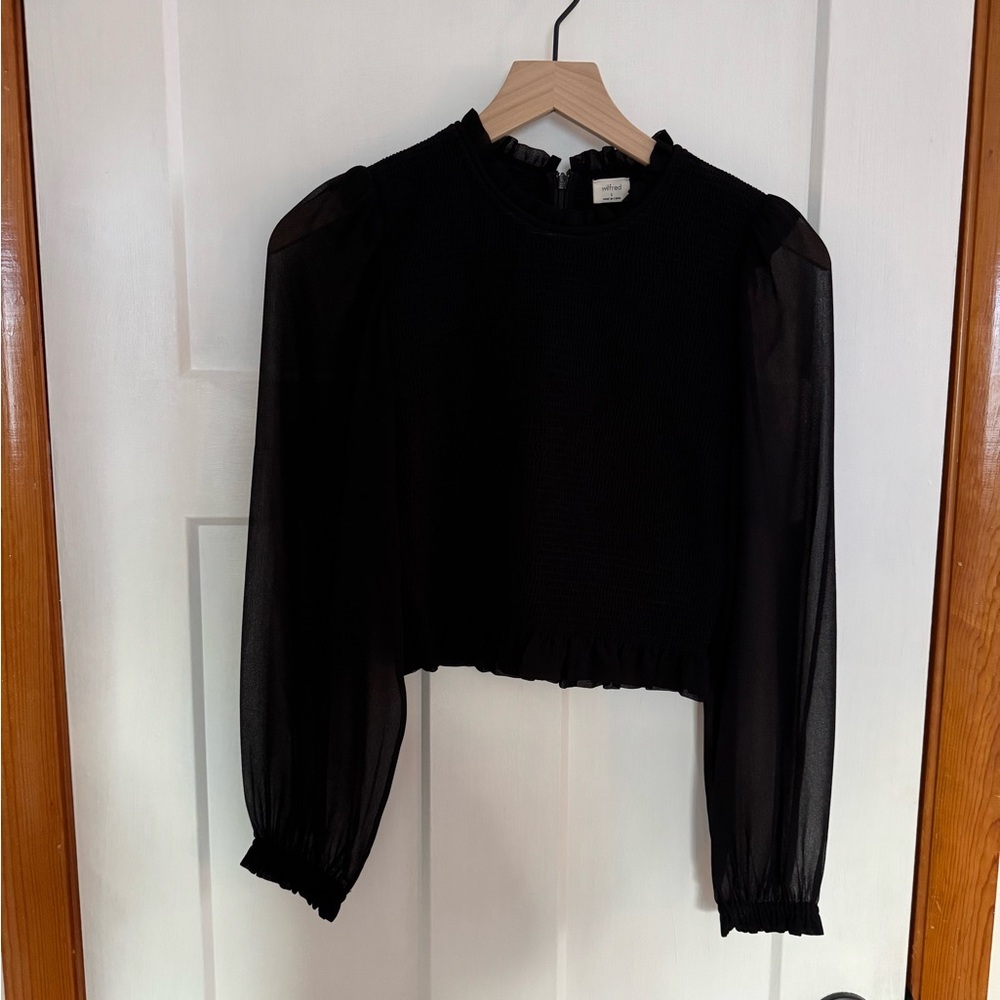 Wilfred Black Sheer Sleeve Blouse